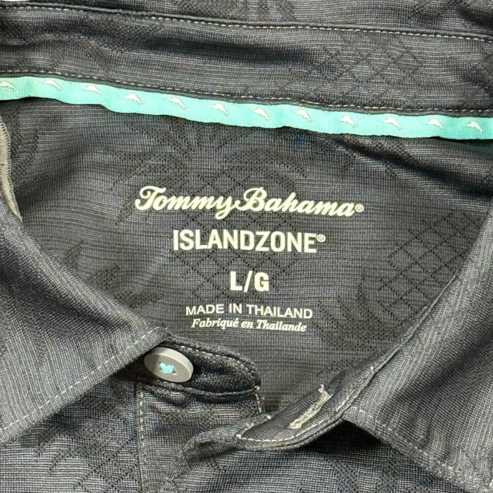 Tommy Bahama IslandZone Polo Shirt‎ Men's Large Gray Pineapple Print Golf Casual - Picture 4 of 8